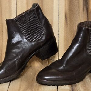 COLE HAAN Womens 8 B Dark  Brown Leather Chelsea Pull On Bootie Ankle Boots